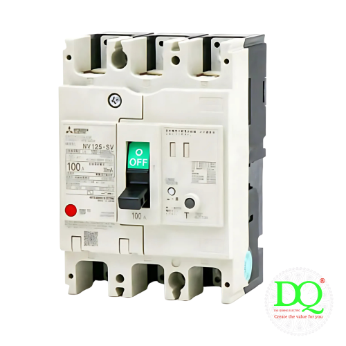 Aptomat khối chống giật 3 pha (ELCB) MITSUBISHI NV63-CV 3P 40A 5kA 30mA Aptomat khối chống giật 3 pha (ELCB) MITSUBISHI NV63-CV 3P 40A 5kA 30mA