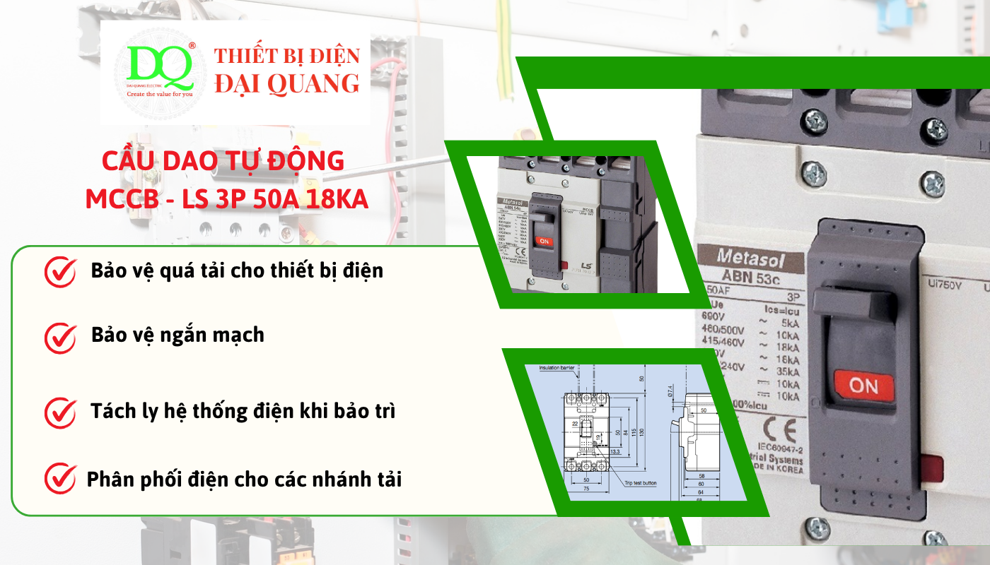 Ứng Dụng Của Cầu Dao Tự Động MCCB LS 3P 50A 18KA Trong Thực Tế thiết bị điện đại quang