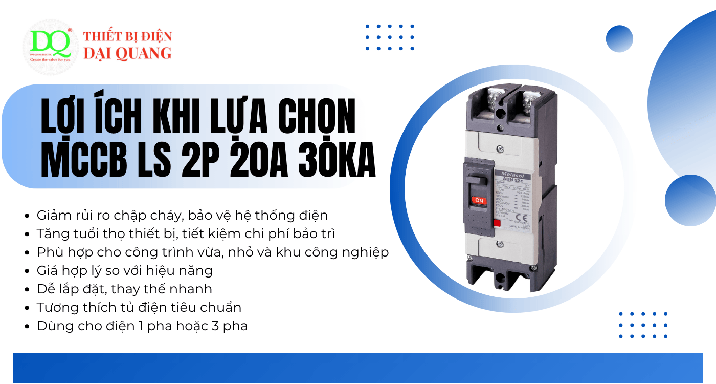 Lợi ích khi lựa chọn MCCB LS 2P 20A 30KA cho công trình tại Thiết bị điện Đại Quang
