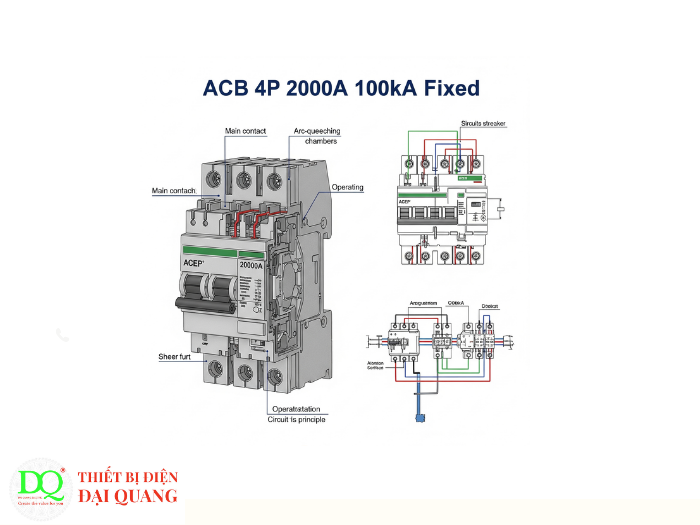 Thông số kỹ thuật ACB 4P 2000A 100kA Fixed thiết bị điện đại quang
