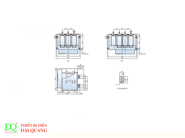 Thông số kỹ thuật ACB 4P 800A 100kA Fixed thiết bị điện đại quang 