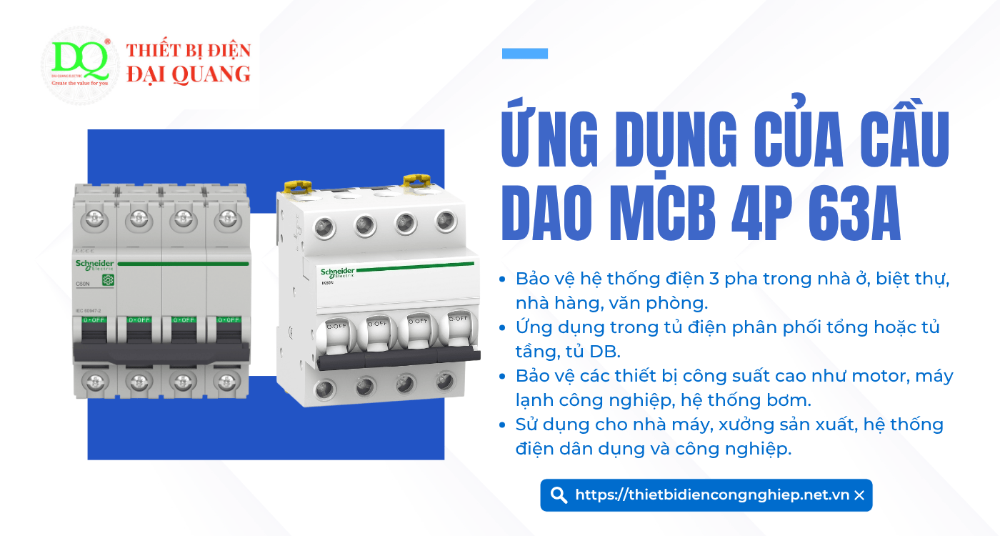 Ứng dụng của cầu dao MCB 4P 63A tại Thiết bị điện Đại Quang