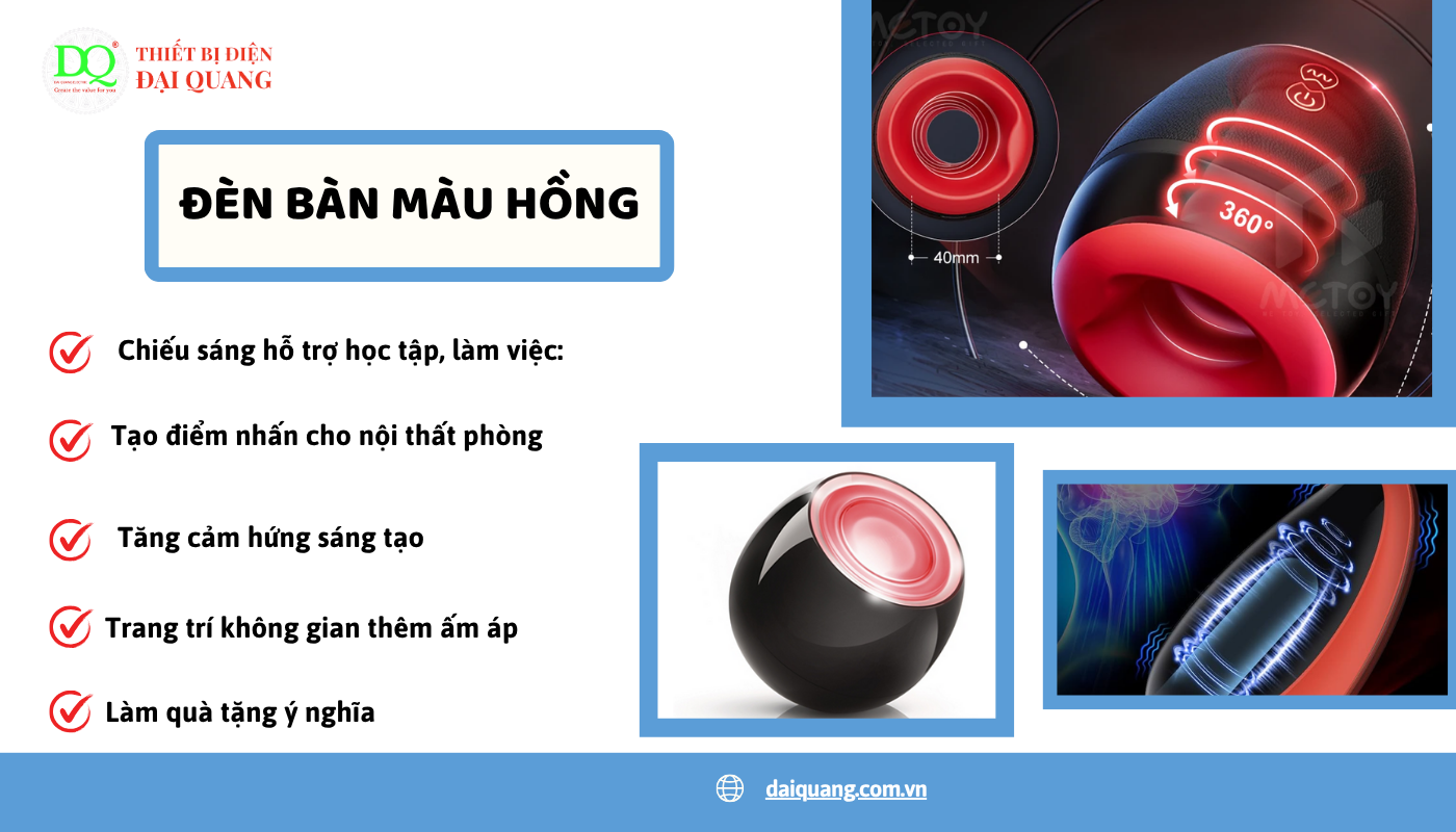 Ứng dụng của đèn bàn màu hồng trong thực tế thiết bị điện đại quang