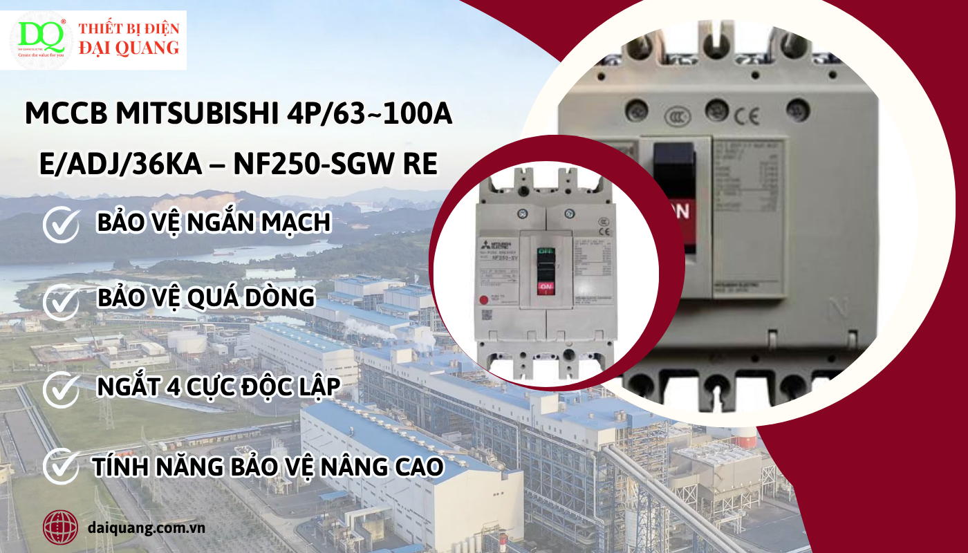 Ứng dụng phổ biến của MCCB NF125-SGW RE 4P thiết bị điện đại quang