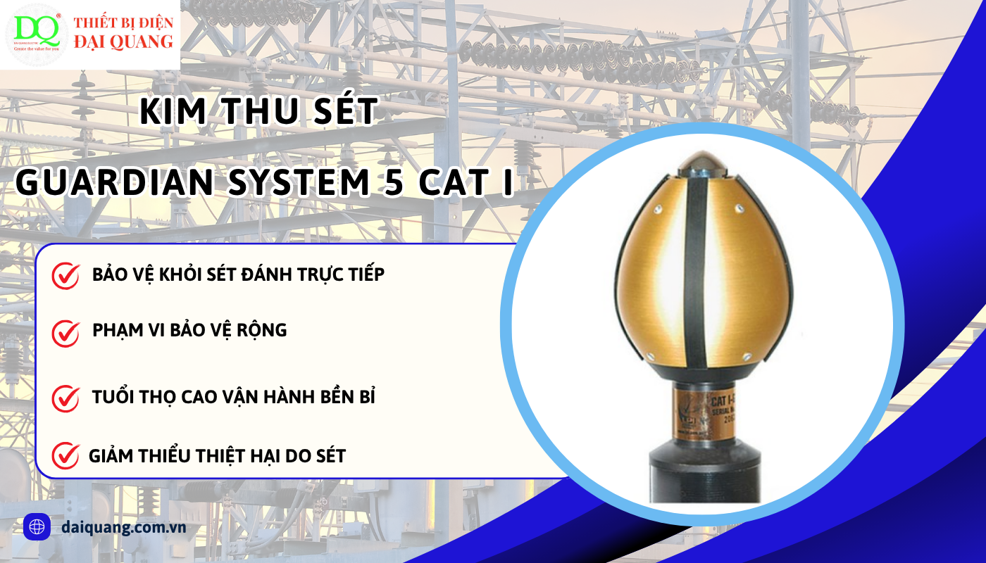 Ứng dụng thực tế của kim thu sét Guardian System 5 CAT I thiết bị điện đại quang