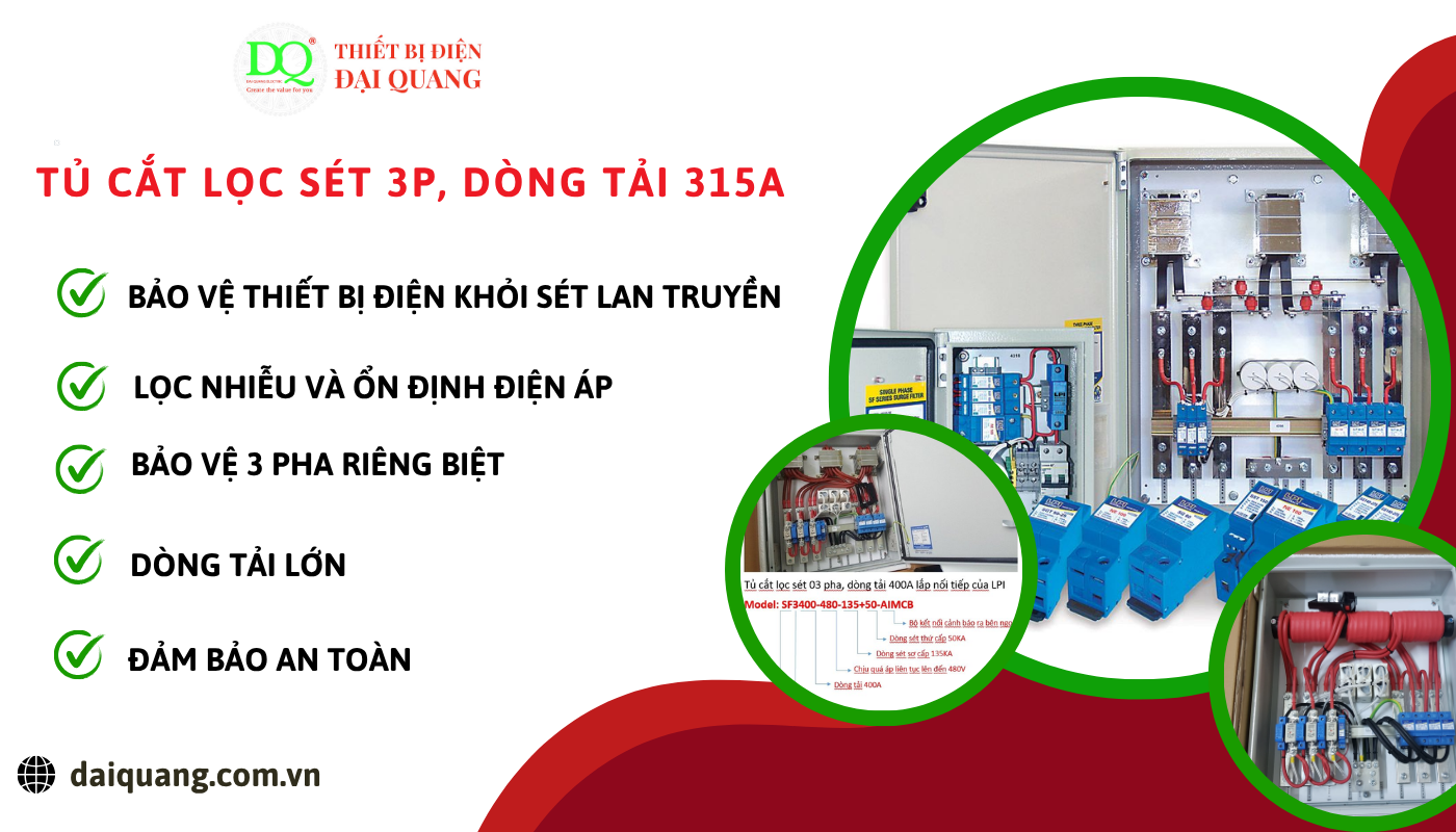 Ứng dụng thực tế của Tủ cắt lọc sét 3p 315A thiết bị điện đại quang