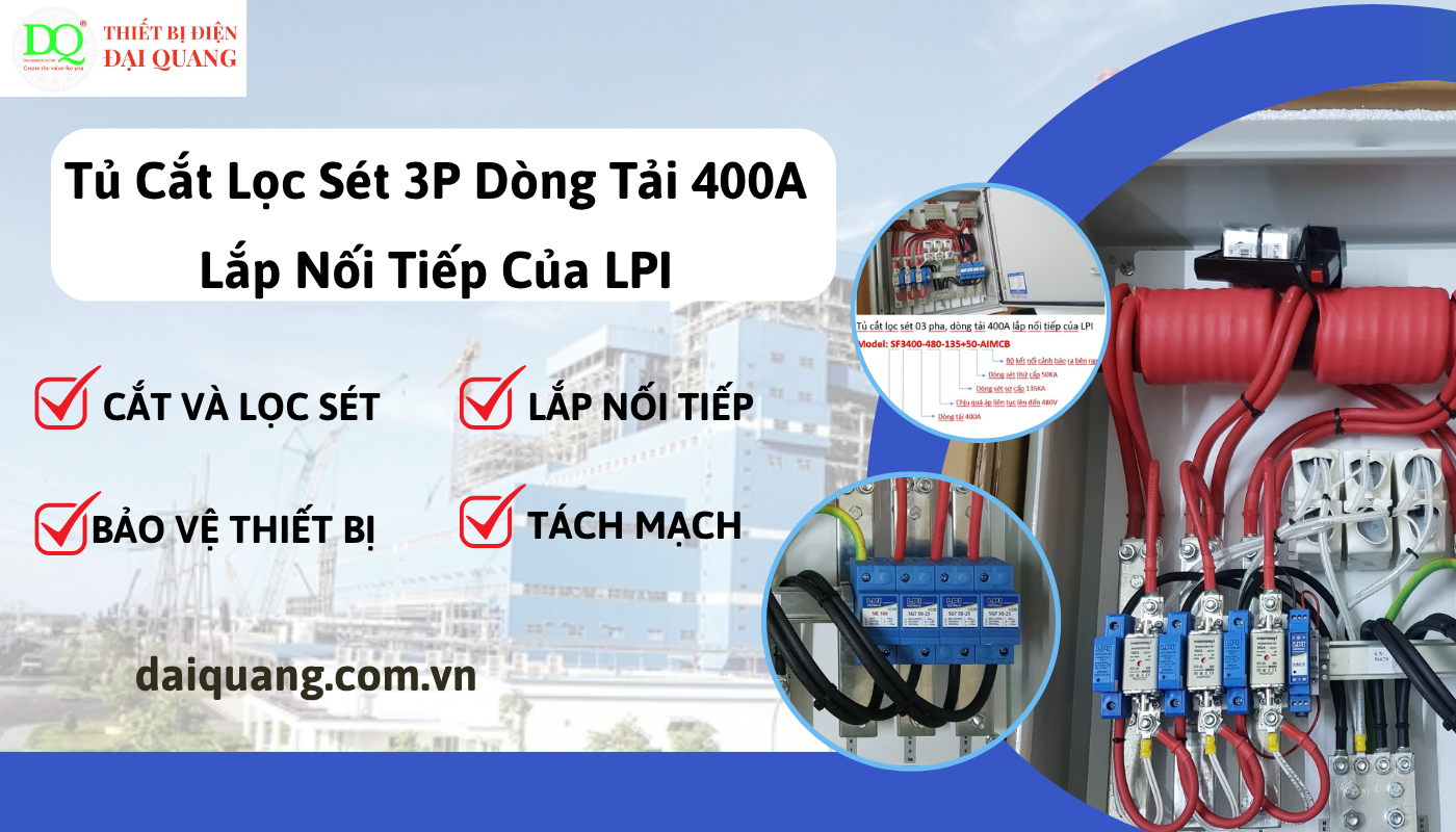 Ứng dụng thực tế của tủ cắt lọc sét 3P dòng tải 400A thiết bị điện đại quang