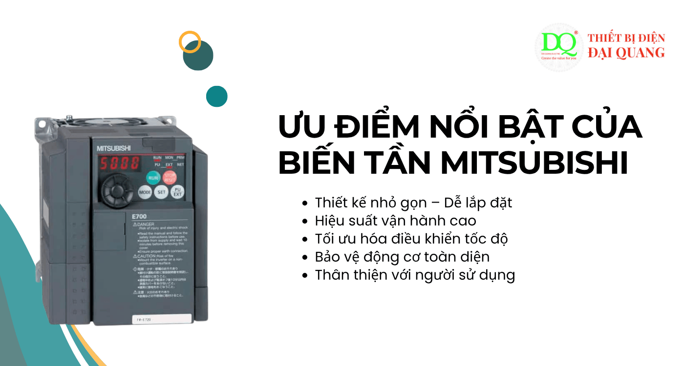 Ưu điểm nổi bật của biến tần Mitsubishi FR-E720S-1.5K tại Thiết bị điện Đại Quang