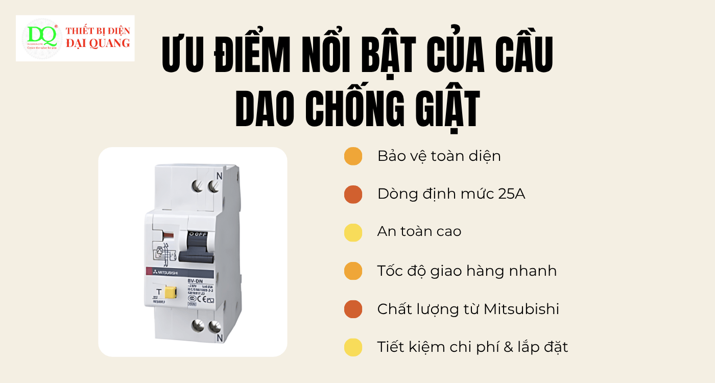 Ưu điểm nổi bật của cầu dao chống giật tại Thiết bị điện Đại Quang