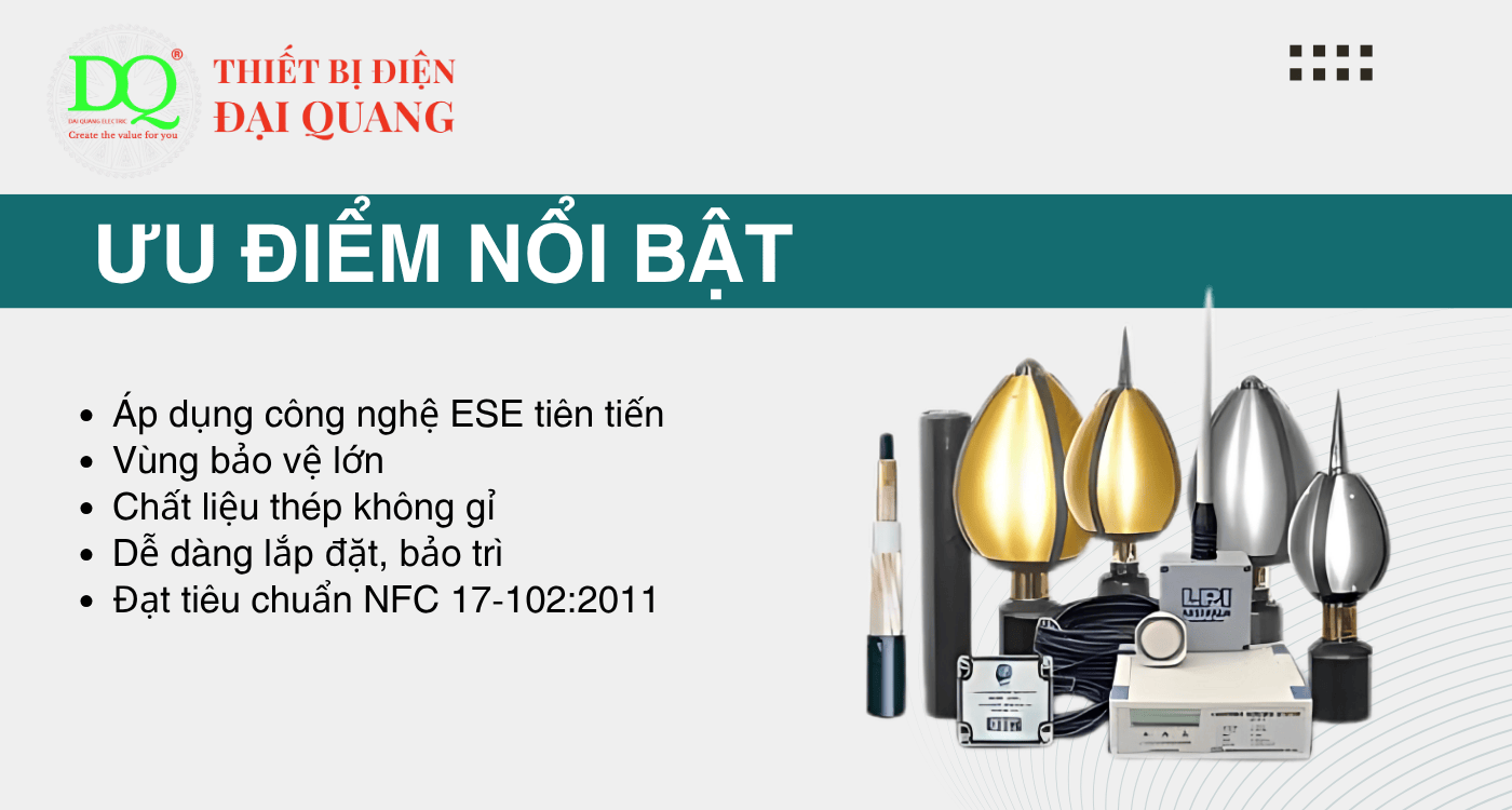 Ưu điểm nổi bật của Kim thu sét LPI (Úc) tại Thiết bị điện Đại Quang