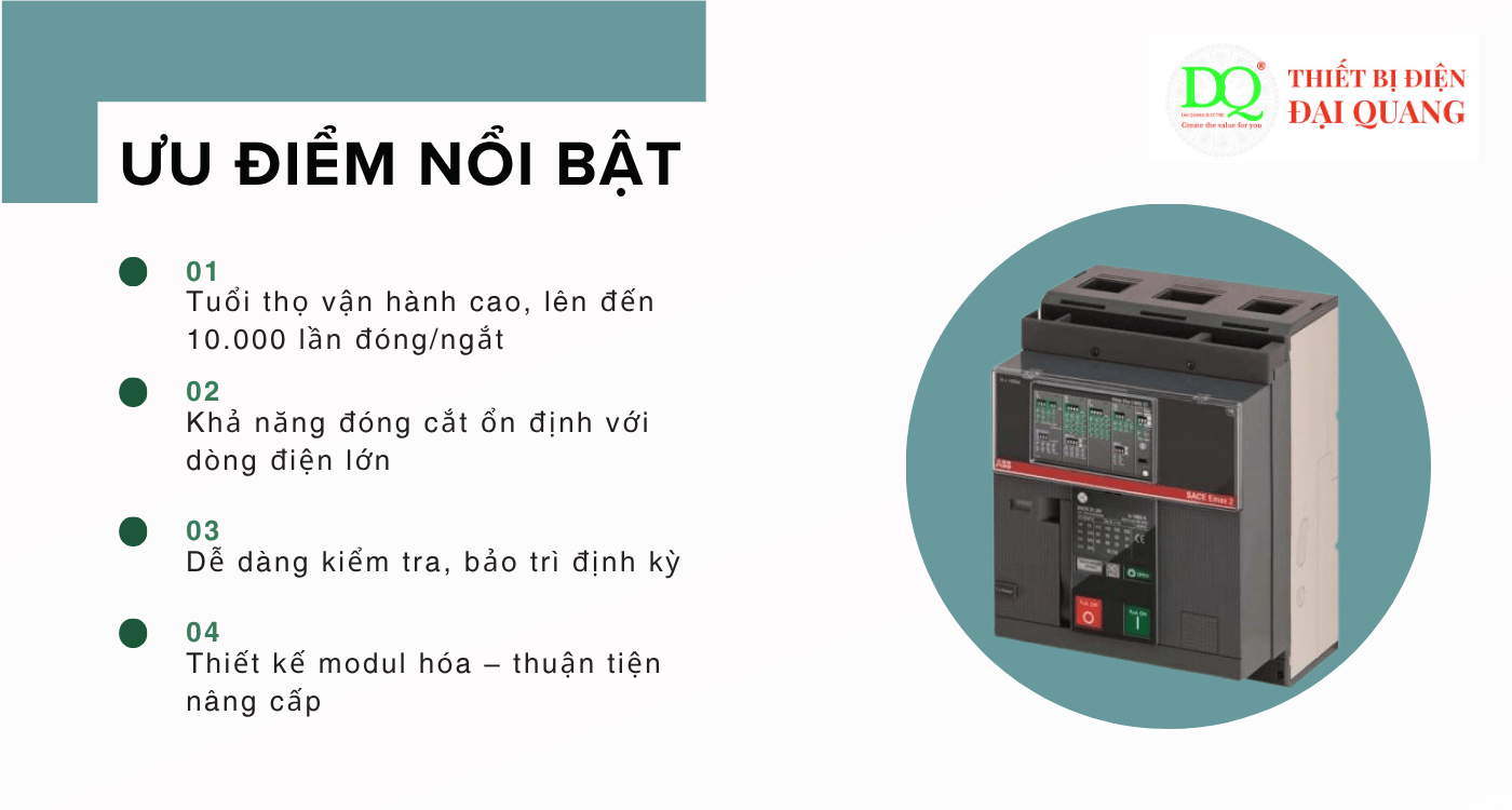 Ưu điểm nổi bật của máy cắt không khí ABB E2.2N tại Thiết bị điện Đại Quang