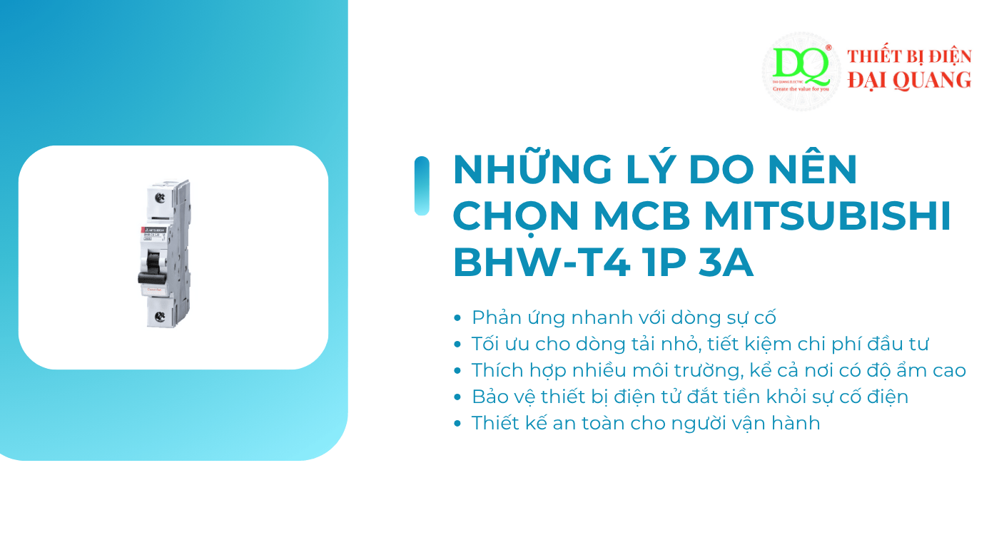 Ưu điểm nổi bật của MCB MITSUBISHI BHW-T4 1P 3A tại Thiết bị điện Đại Quang
