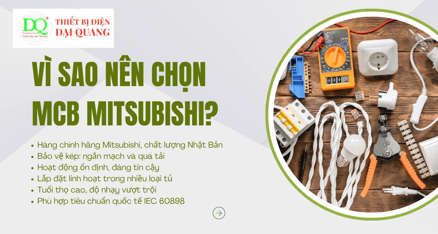Vì sao nên chọn MCB MITSUBISHI BHW-T10 2P C20? tại Thiết bị điện Đại Quang