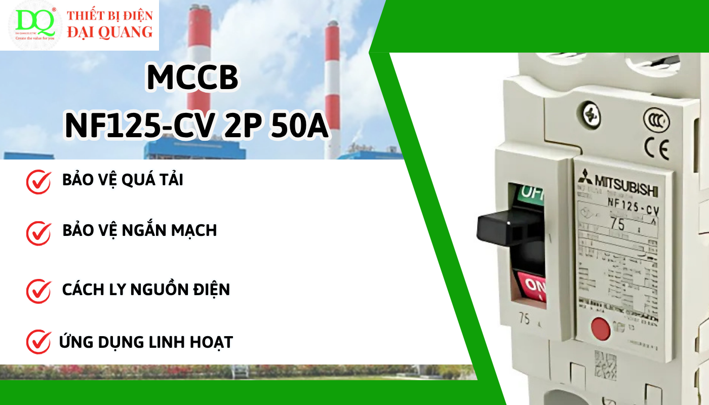 Vì sao nên chọn MCCB NF125-CV 2P 50A? thiết bị điện đại quang