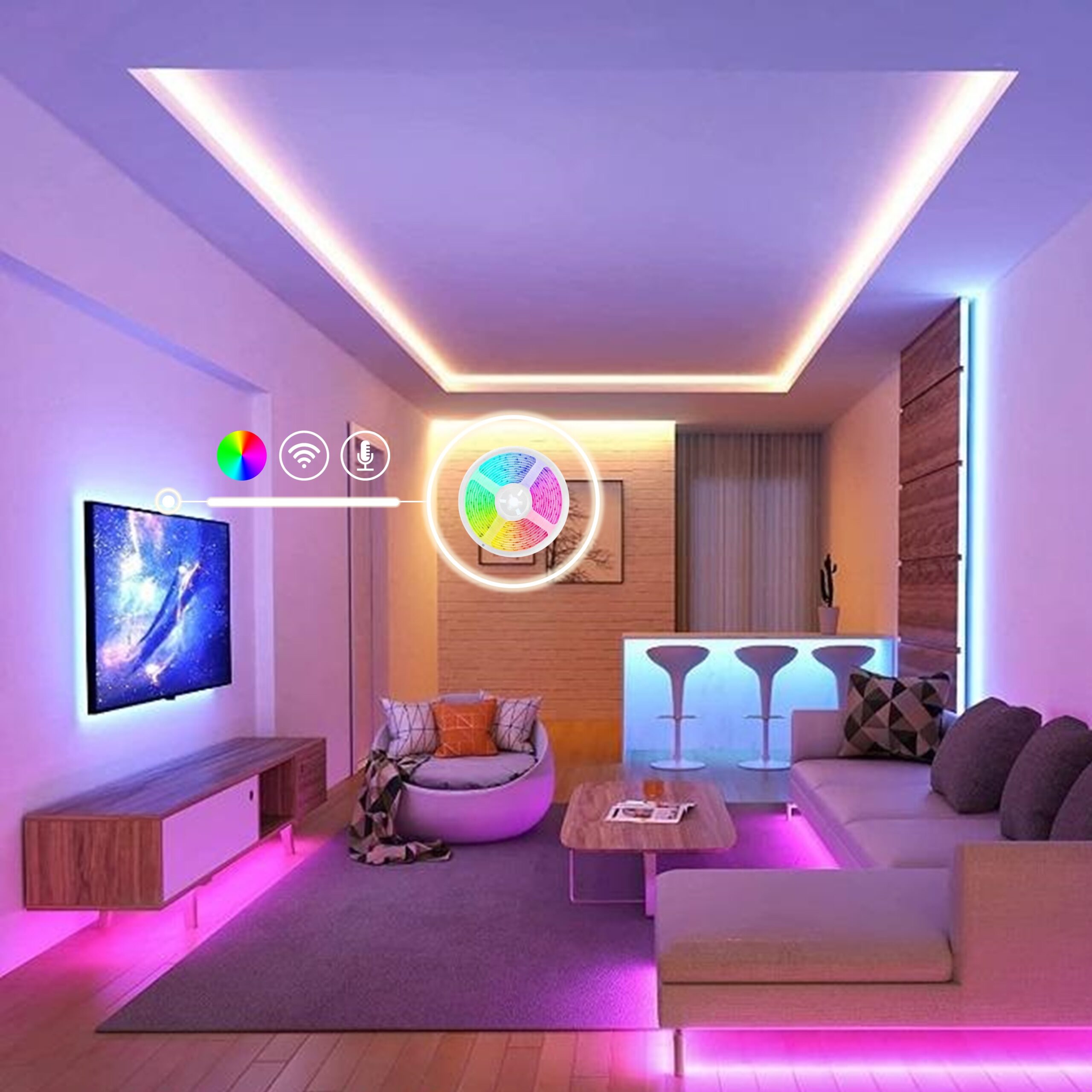 đèn led đổi màu phù hợp nhiều không gian