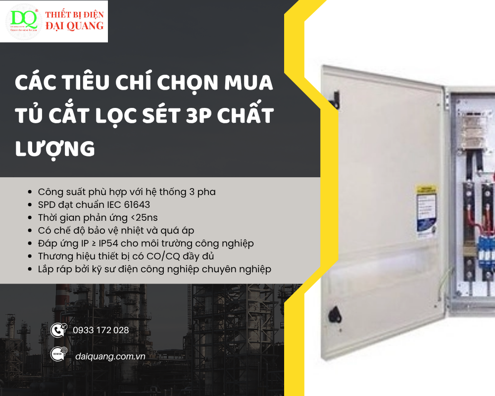 CÁC TIÊU CHÍ CHỌN MUA TỦ CẮT LỌC SÉT 3P CHẤT LƯỢNG tại thiết bị điện đại quang