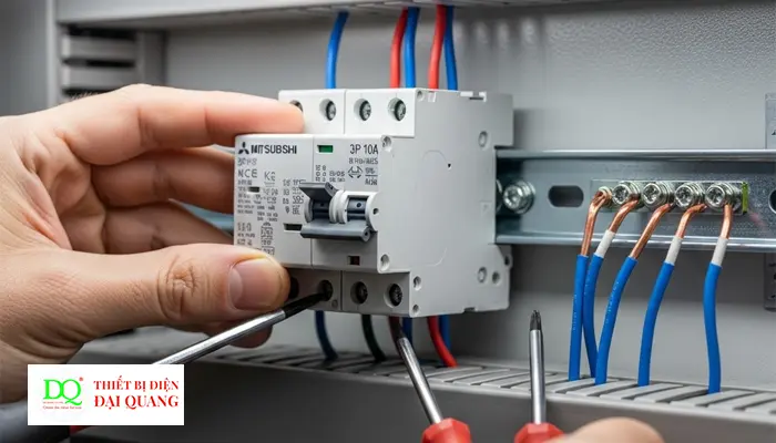 CẦU DAO TỰ ĐỘNG MCB MITSUBISHI 3P- 10A- 4.5KA-BHW-T4 3P tại Thiết Bị Điện Đại Quang