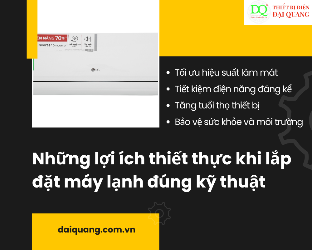 Những lợi ích thiết thực khi lắp đặt máy lạnh đúng kỹ thuật tại thiết bị điện đại quang