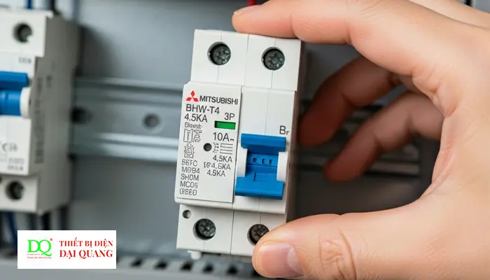 CẦU DAO TỰ ĐỘNG MCB MITSUBISHI 3P- 10A- 4.5KA-BHW-T4 3P tại Thiết Bị Điện Đại Quang