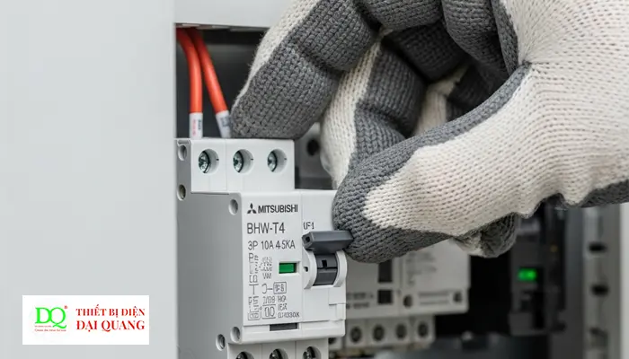 CẦU DAO TỰ ĐỘNG MCB MITSUBISHI 3P- 10A- 4.5KA-BHW-T4 3P tại Thiết Bị Điện Đại Quang